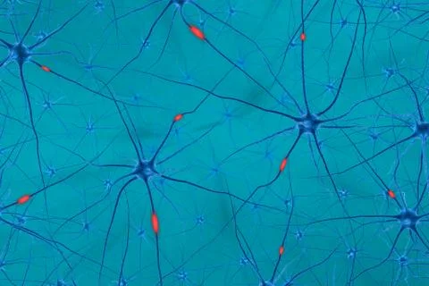 Brain cell. 3D render Illustrazione stock