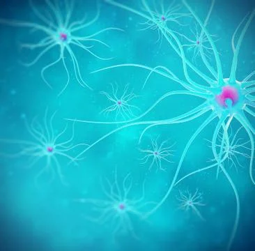 Brain cells on blue background. 3d illustration high quality Stock Illustration