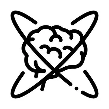 Brain in center of atom icon vector outline illustration Stock Illustration