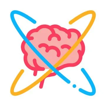 Brain in center of atom icon vector outline illustration 스톡 일러스트