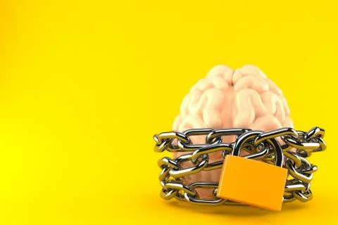 Brain with chain and padlock Stock Illustration