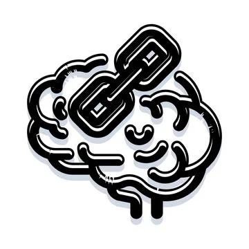 Brain with a chain link for mental connection Stock Illustration