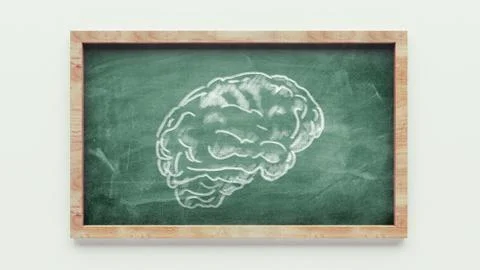 Brain chalkboard drawing Stock Illustration