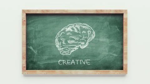 Brain chalkboard drawing Stock Illustration