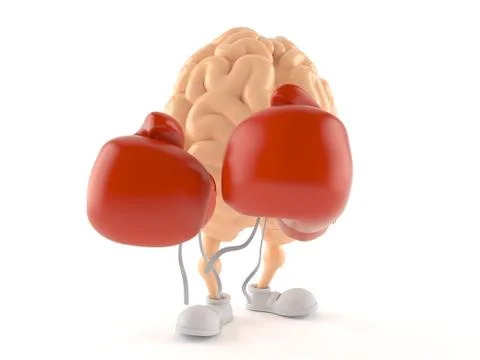 Brain character with boxing gloves Stock Illustration