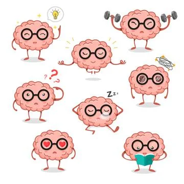 Brain character cartoon idea concept Stock Illustration