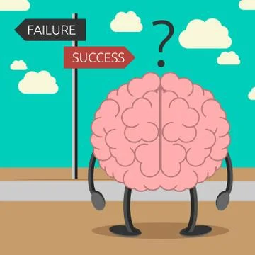 Brain character choosing way Stock Illustration