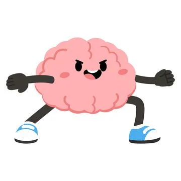 Brain character doing physical exercise Illustrazione stock