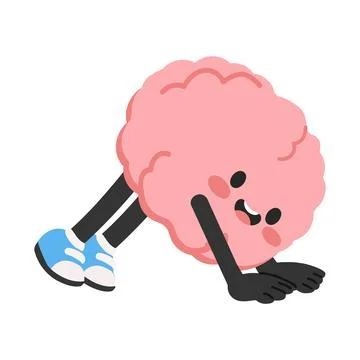 Brain Character Doing Push Up Exercise Stock-Illustration