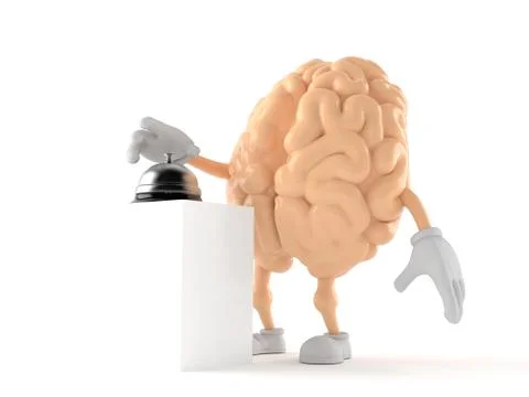 Brain character with hotel bell Stockillustratie