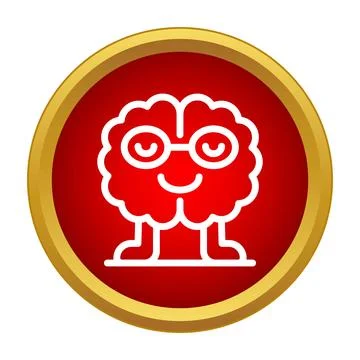Brain character icon symbolizing smart intelligence and knowledge Stock Illustration