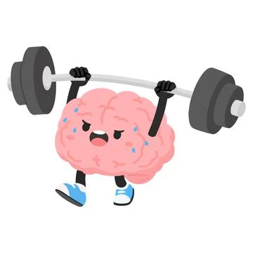 Brain Character Lifting Weights at Gym Stock Illustration