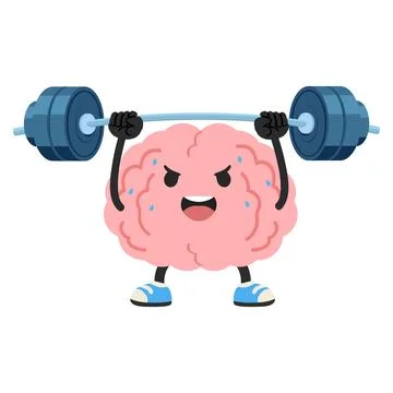 Brain Character Lifting Weights For Mental Strength Stock Illustration