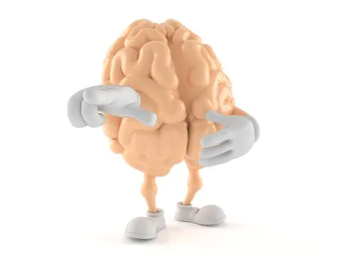 Brain character pointing finger Stock Illustration