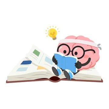Brain character reading book for better intelligence Stock Illustration