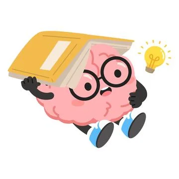 Brain Character Reading a Book Stock Illustration