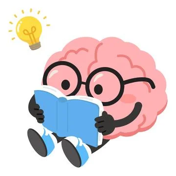 Brain Character Reading a Book for Knowledge Stock Illustration