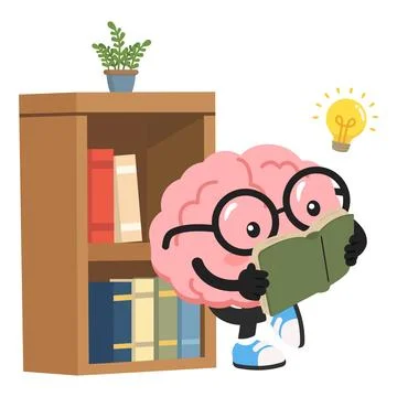 Brain character reading book for knowledge and creative idea concept Stock Illustration