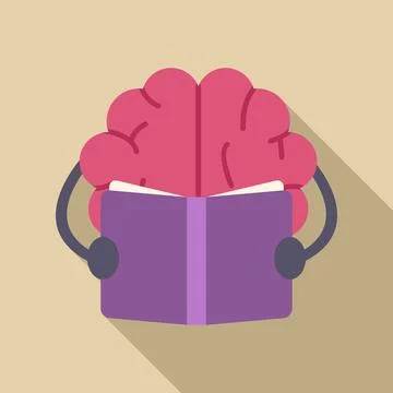 Brain character reading a book learning knowledge concept Stock Illustration