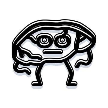 Brain character walking thinking or having idea Stockillustratie