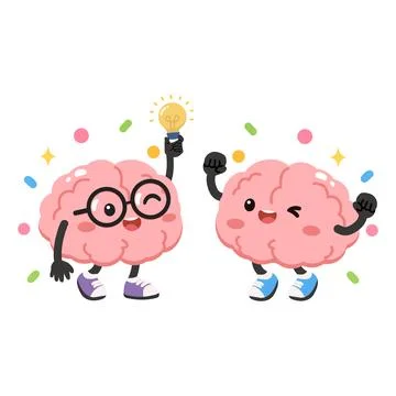 Brain characters sharing creative new ideas together Stock Illustration