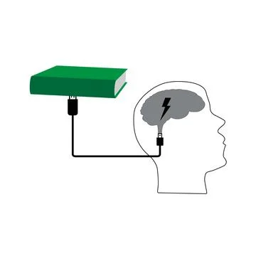 Brain charging from a book Stock Illustration