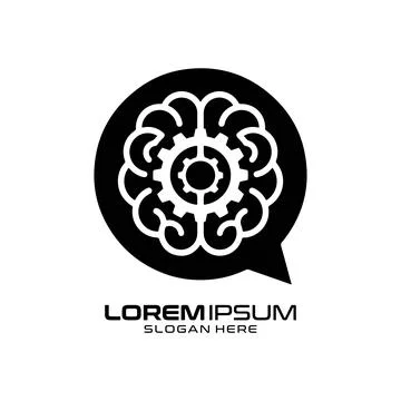 Brain Chat Bot Logo for Cyber Tech Stock Illustration