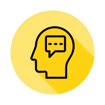 Brain, chat, bubble icon long shadow Stock Illustration