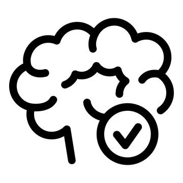 Brain check mark tick symbol icon representing good mental health Stock Illustration