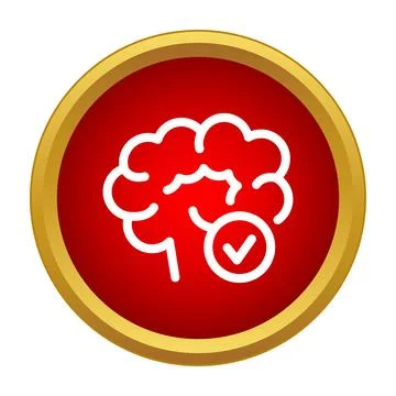 Brain with checkmark representing mental health concept Stock Illustration
