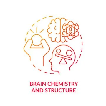 Brain chemistry and structure red gradient concept icon Illustrazione stock