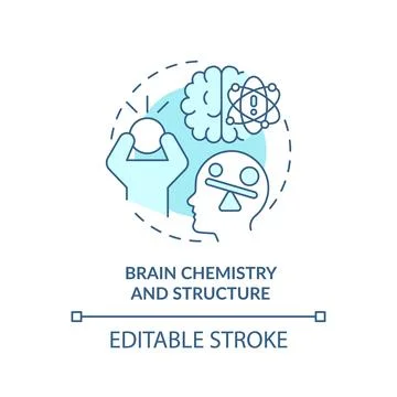 Brain chemistry and structure soft blue concept icon Stock Illustration