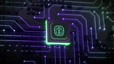 Brain Chip Connection: Illuminated Circuitry Stock Footage 274513409