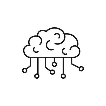 Brain with chip cpu flat design logo Stock Illustration