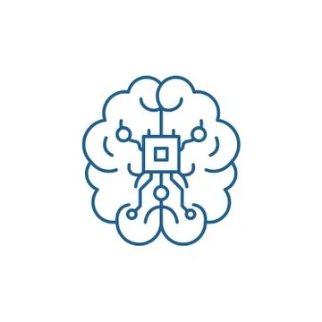Brain chipset line icon concept. Brain chipset flat vector symbol, sign, outline Stock Illustration