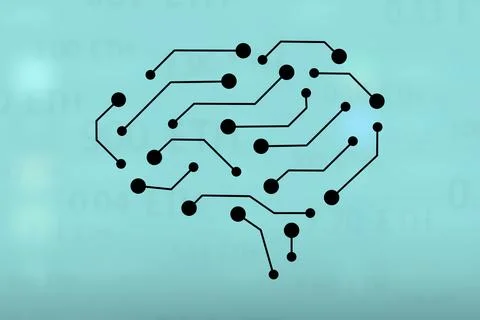 Brain circuit Ai technology concept icon Stock Illustration