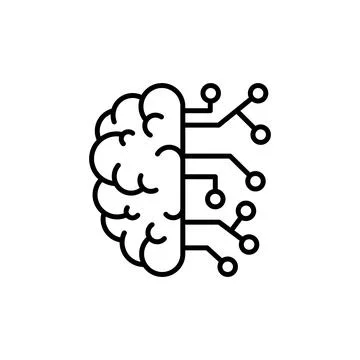 Brain circuit artificial intelligence machine learning AI icon Stock Illustration