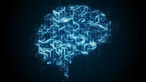 Brain circuit board of ai artificial intelligence computing data machine   Stock Illustration