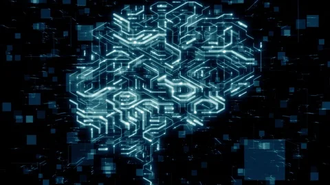 Brain circuit board of AI software cloud computing bigdata processing Video stock 109074108