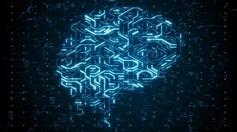 Brain circuit board of AI software cloud computing bigdata processing Stock Illustration