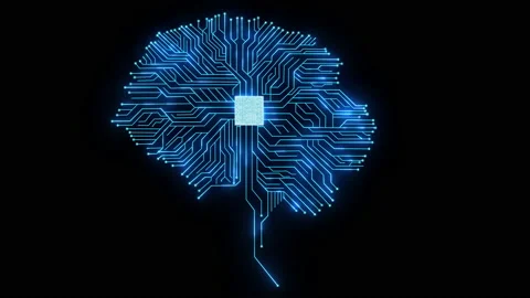 Brain circuit digital computer graphic background. AI microchip brain of robot. Stock Footage 178836947