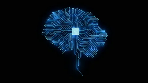 Brain circuit digital computer graphic background. AI microchip brain. Stock Footage 197345632