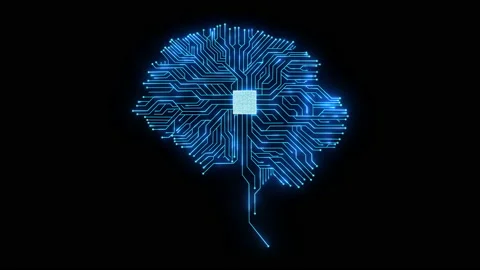 Brain circuit digital computer graphic background. AI microchip brain. Stock Footage 197345634