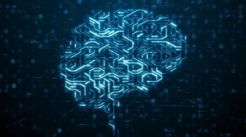 Brain circuit fast electronic artificial intelligence machine learning  Stock Illustration