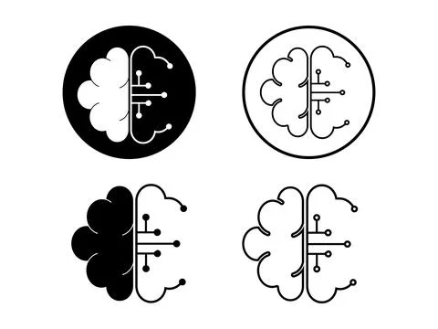 Brain Circuit Icon Set or Artificial Intelligence AI Vector Symbol Stockillustratie