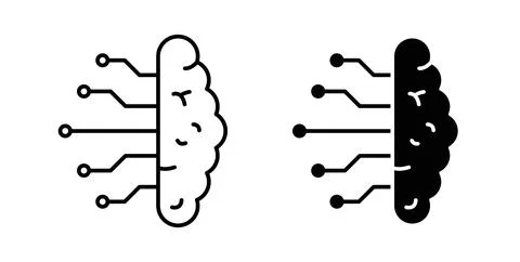 Brain circuit icon symbol. Vector illustration pack in black color. Stock Illustration