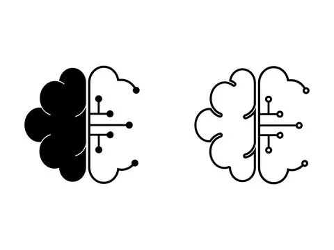 Brain Circuit Icon Vector Symbol Artificial Intelligence イラスト素材