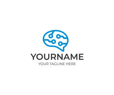 Brain circuit line logo design Stock Illustration