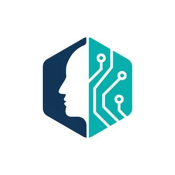 Brain Circuit Logo Design for Artificial Intelligence Technology Stock Illustration