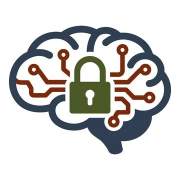 Brain with Circuit Pattern and Green Lock Icon Abstract Vector Illustration Stock Illustration